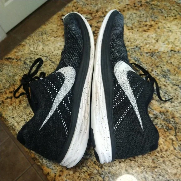 Nike Mens Flyknit Lunar III 698181-010 Black Oreo Running Shoes Sneakers Size 14 - Picture 6 of 12